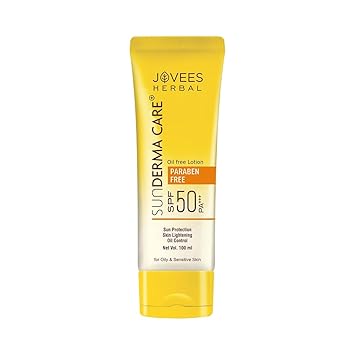 Jovees Herbal Sun Derma Care Lotion SPF 50 PA+++ Broad Spectrum, UVA/UVB Protection | Oil Free, Quick Absorption & Lightweight | For oily and sensitive skin 100ml