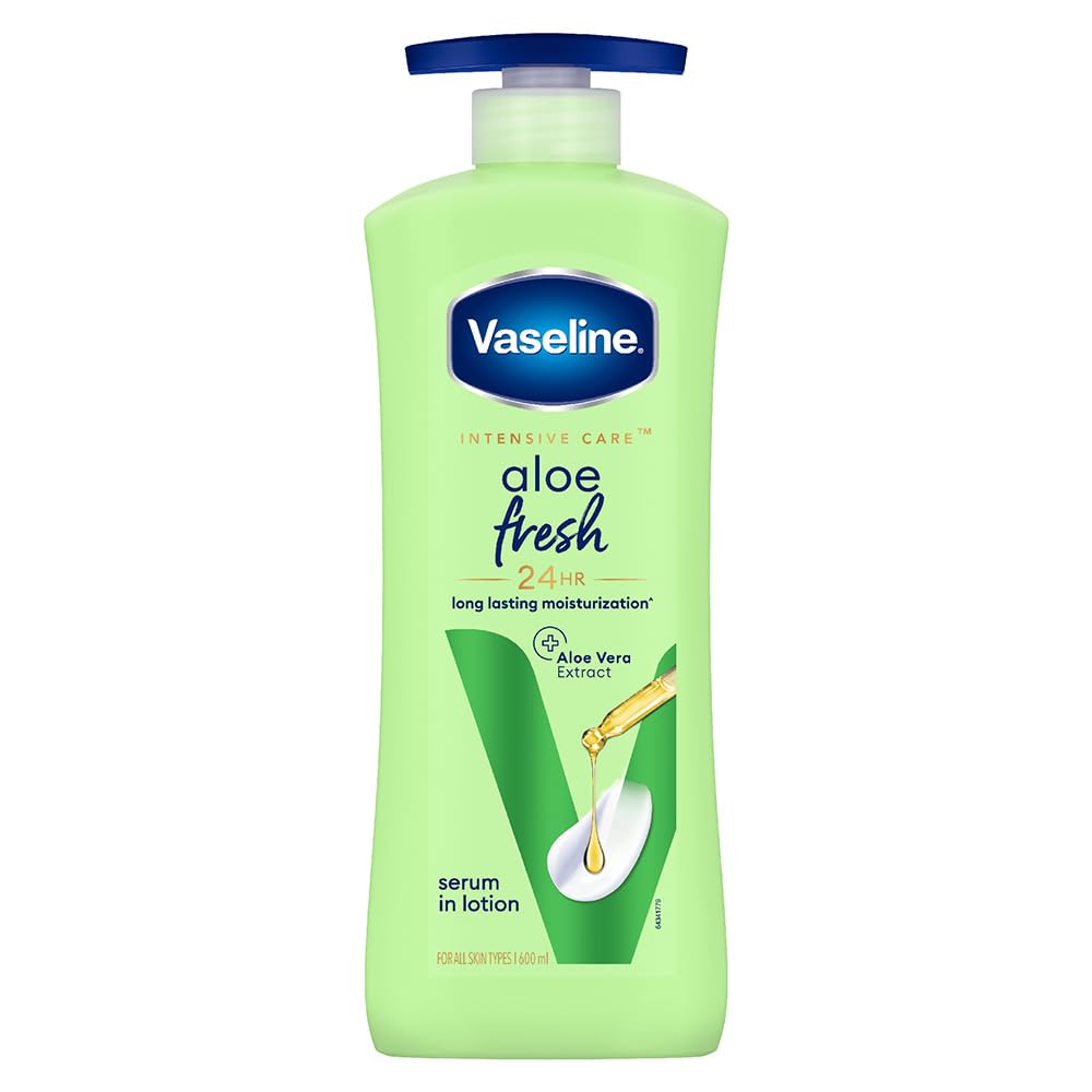 Vaseline Aloe Fresh Body Lotion,24 HR Long Lasting Moisturisation with Aloe Vera extract and Menthol, 400ml