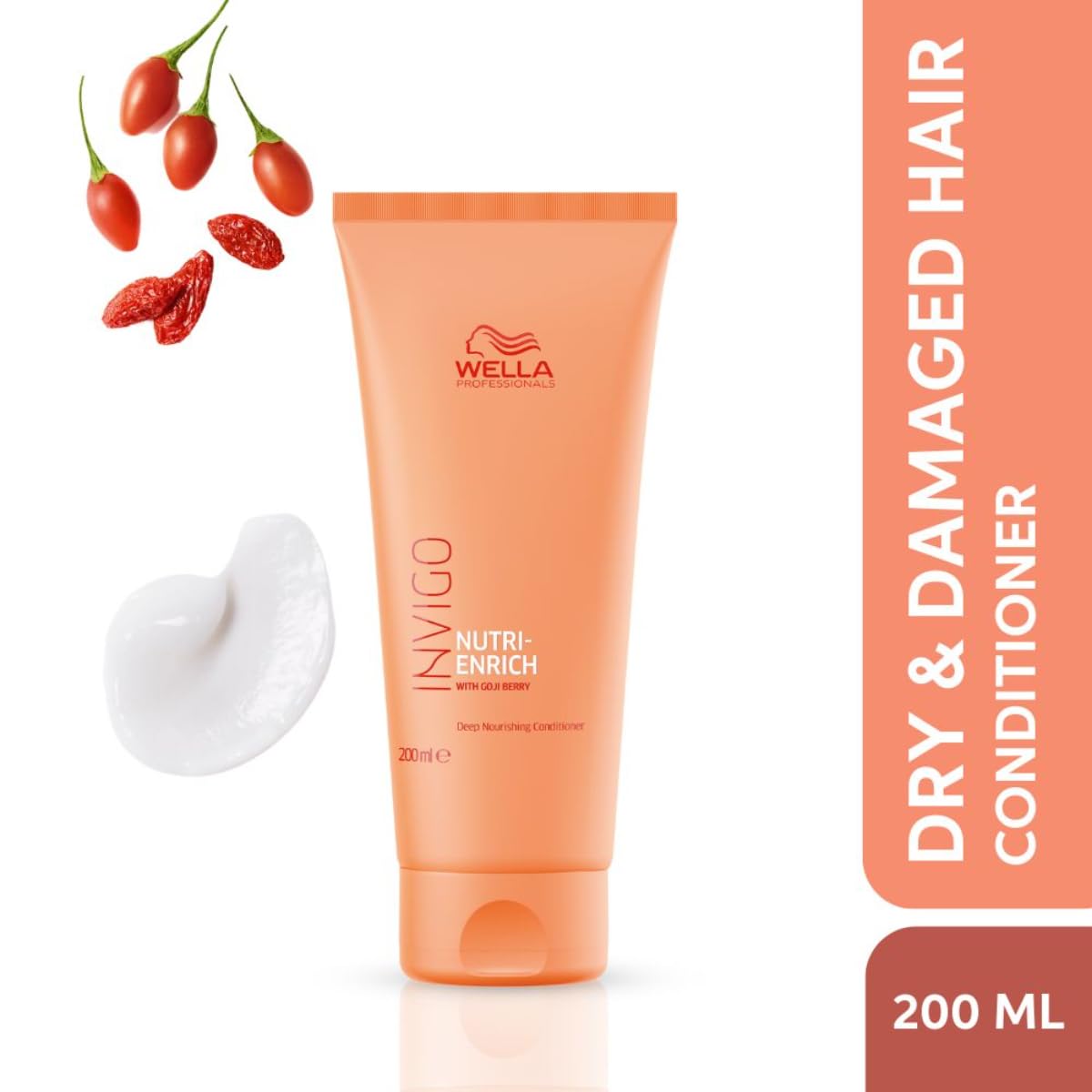 Wella Professionals Invigo Nutri-Enrich Conditioner | Deep Conditioning for Dry, Frizzy & Damaged Hair | 200 ml | With Goji Berry & Vitamin E