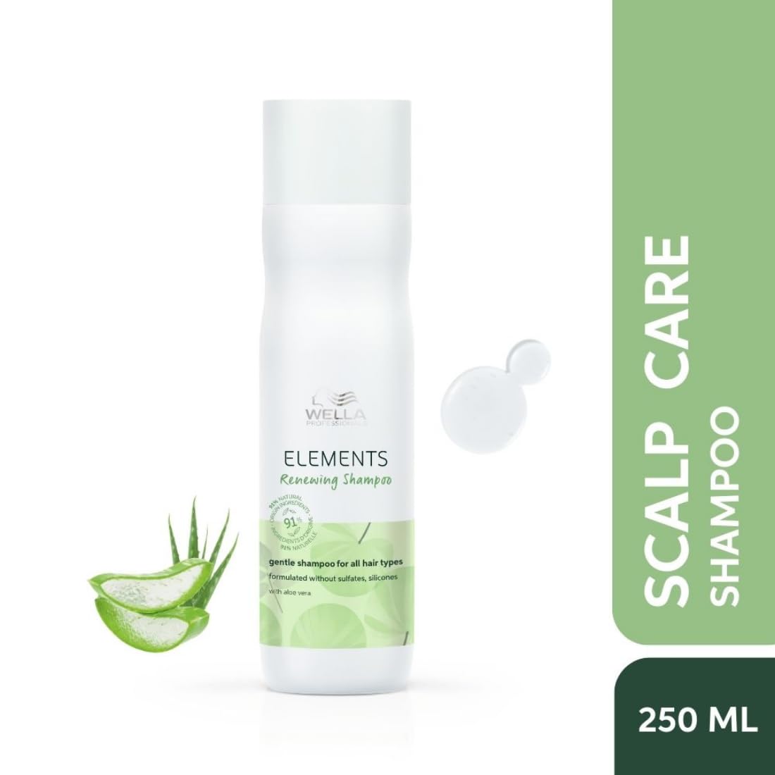 Wella Professionals Elements Renewing Shampoo | Sulfate, Silicone & Paraben-Free | 250 ml | For Shiny, Frizz-Free Hair | With Aloe Vera, Vitamin E | Vegan & Cruelty-Free