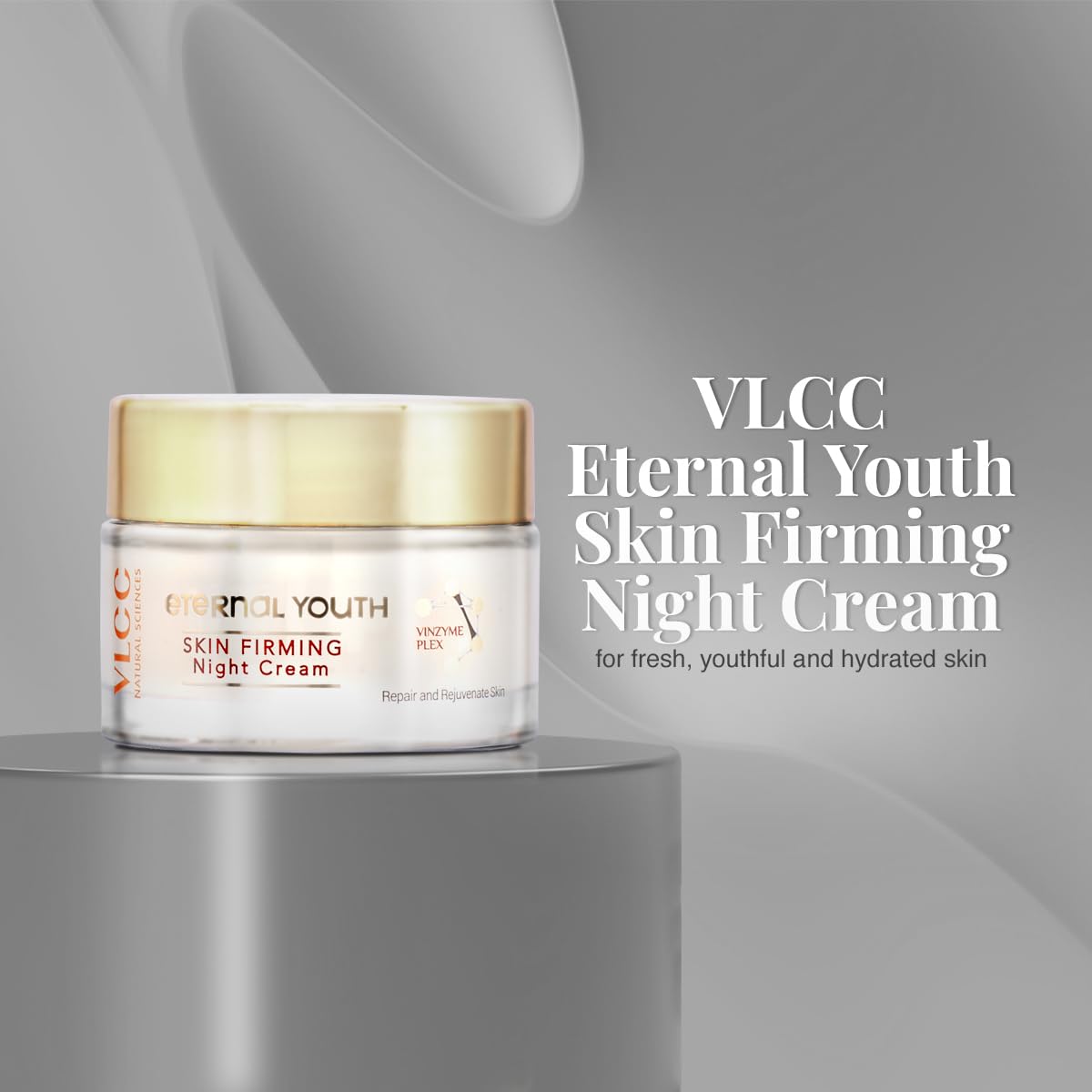 VLCC Eternal Youth Skin Firming Night Cream - 50g | Tightens and Firms Skin | All Night Repair Cream | Minimizes Signs of Ageing | Skin Repairment | With Vinzyme Plex, Niacinamide, Vitamin E.