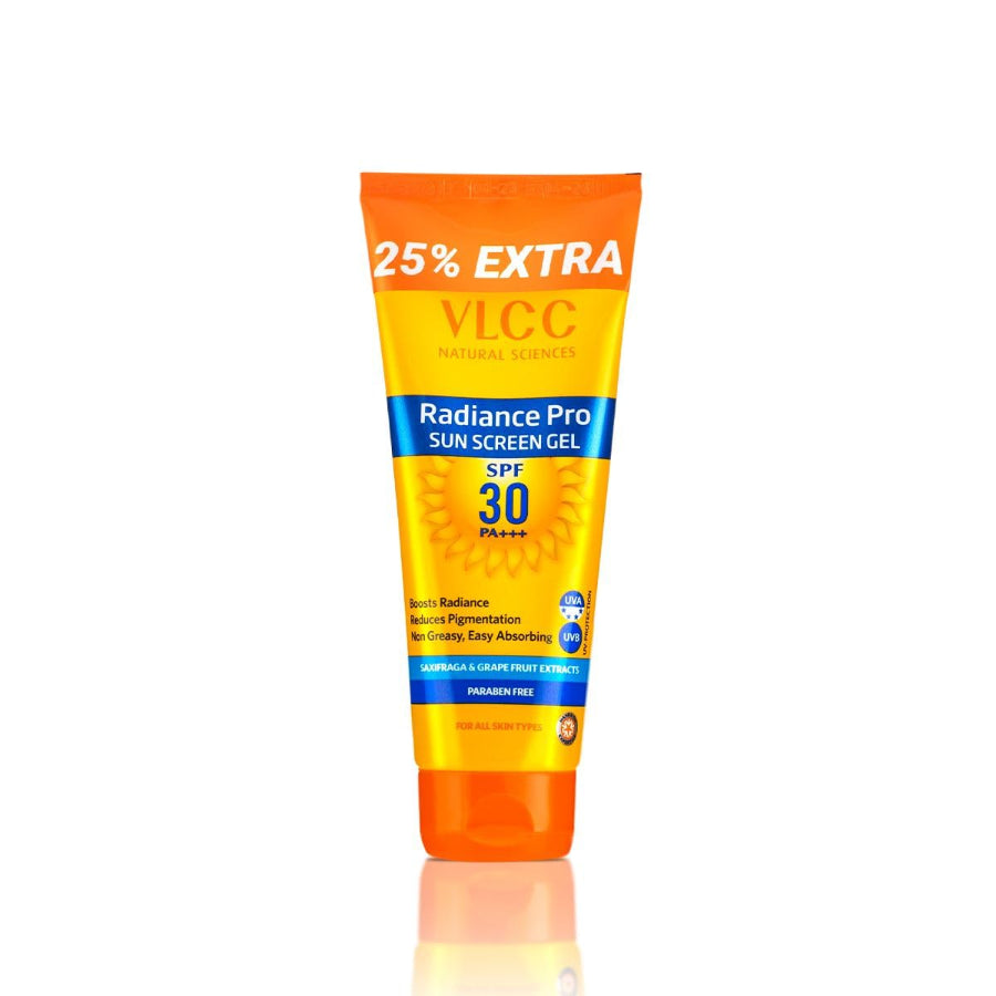 VLCC Radiance Pro SPF 30 PA+++ Sunscreen Gel - 100g + 25g | UVA and UVB Rays | Extra- Sun Protection, Boosts Radiance, Reduces Pigmentation | With Niacinamide, Mulberry, Saxifraga, Grapefruit.