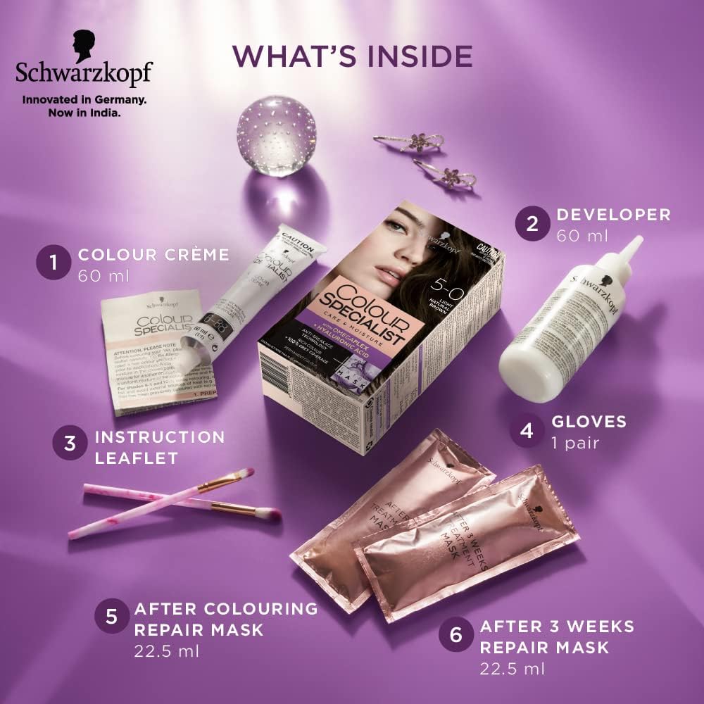 Schwarzkopf Colour Specialist Permanent Hair Colour, First At-Home Hair Colour with Omegaplex Anti-Breakage Technology, powered by Hyaluronic Acid for shinier hair
