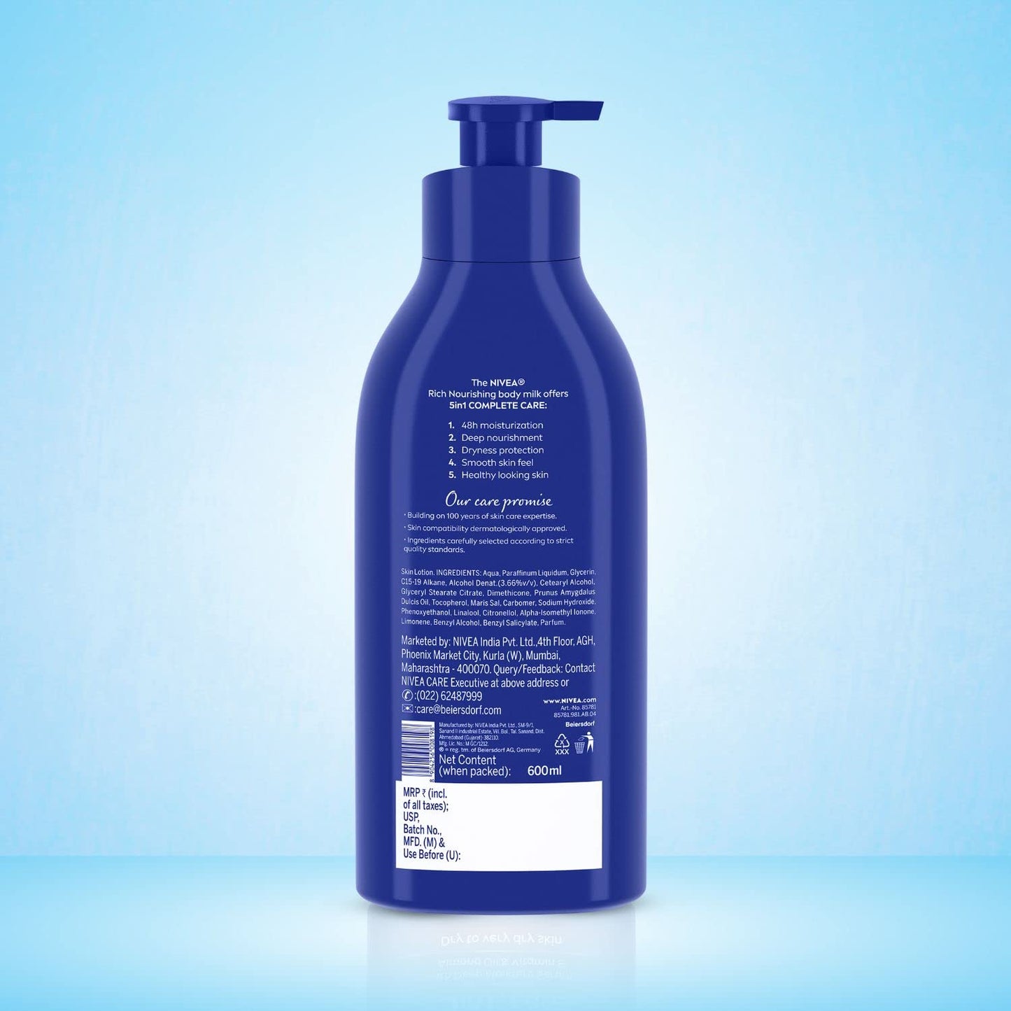 NIVEA Nourishing Body Milk 600ml Body Lotion | 48 H Moisturization | With 2X Almond Oil | Smooth and Healthy Looking Skin |For Very Dry Skin