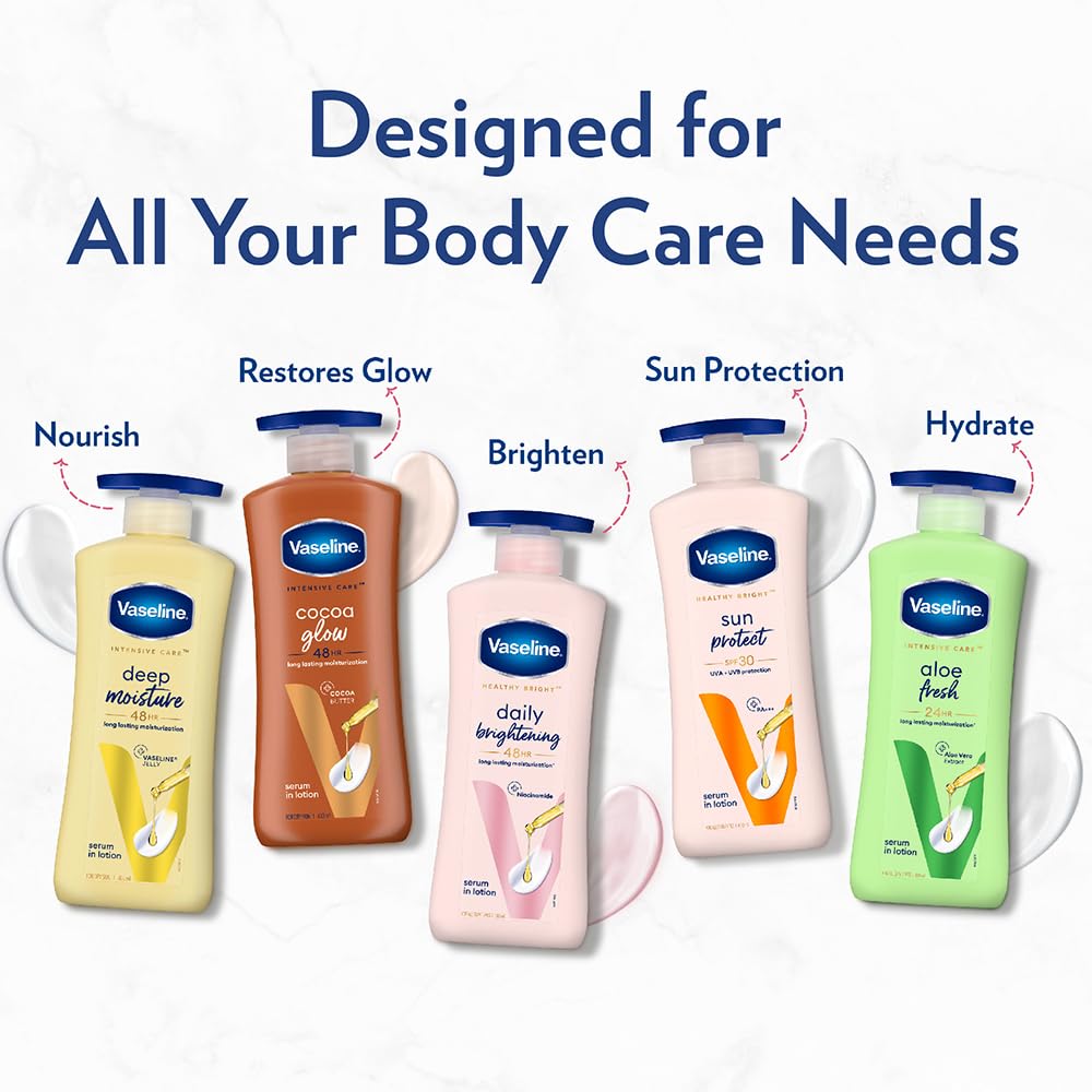 Vaseline Aloe Fresh Body Lotion,24 HR Long Lasting Moisturisation with Aloe Vera extract and Menthol, 400ml
