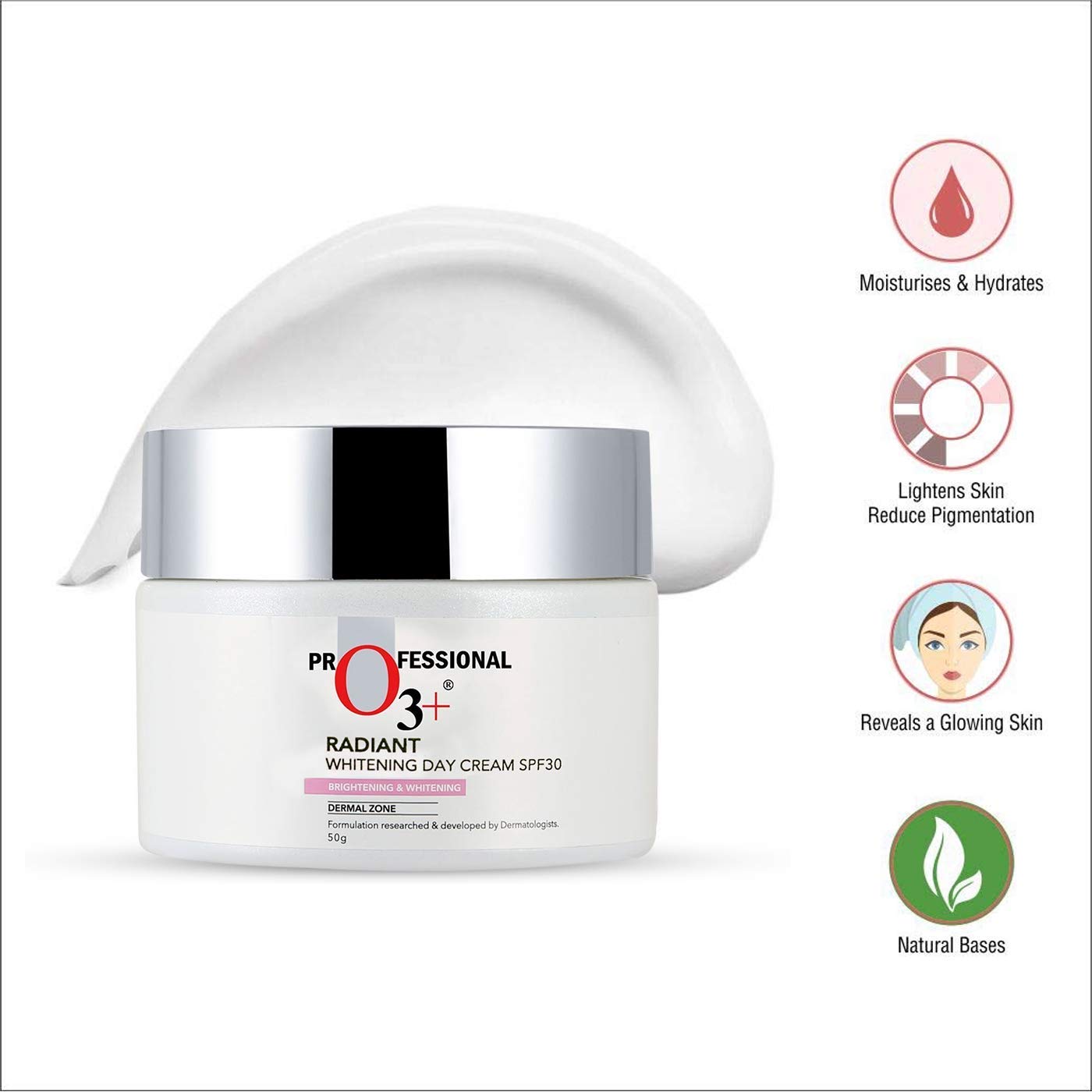 O3+ Radiant Day Cream SPF 30 | For Glowing, Even Skin Tone | Moisturises & Protects All Skin Types 50g