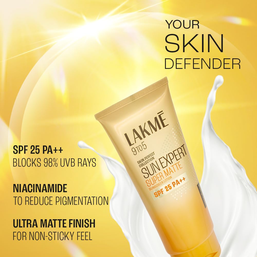 LAKMÉ Sun Expert SPF 25 PA++ Super Matte Lotion Sunscreen, Lightweight, Non Sticky,50ml.