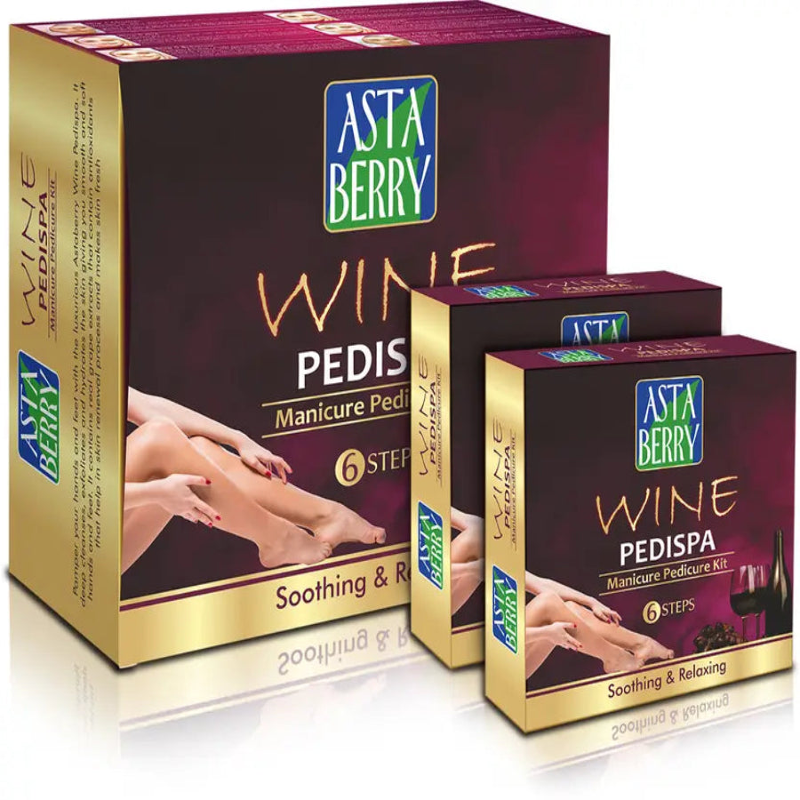 ASTABERRY Wine Pedispa Manicure Pedicure Kit with 6 Step For Womens- Soothing & Relaxing