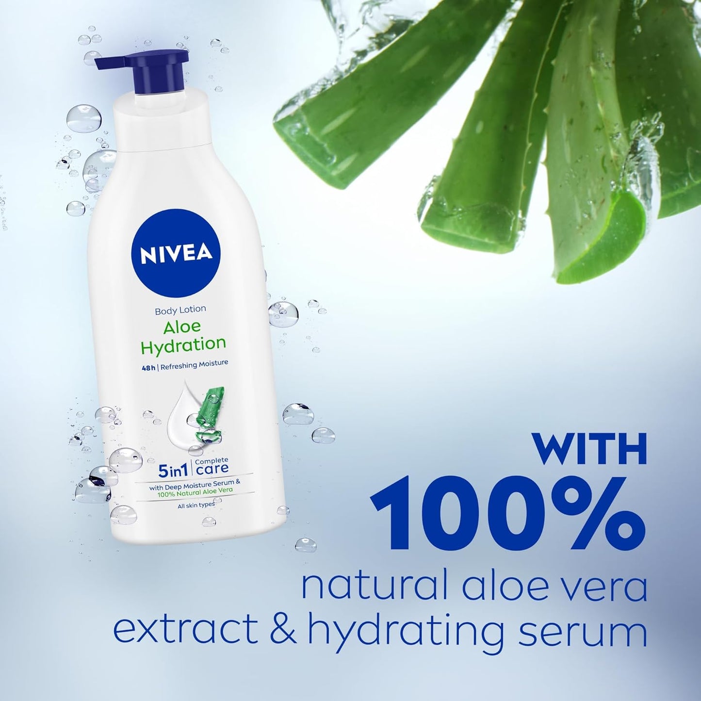 NIVEA Aloe Hydration Body Lotion 600 ml | 48 H Moisturization | Refreshing Hydration | Non Sticky Feel | With Goodness of Aloe Vera For Instant Hydration In Summer | For Men & Women