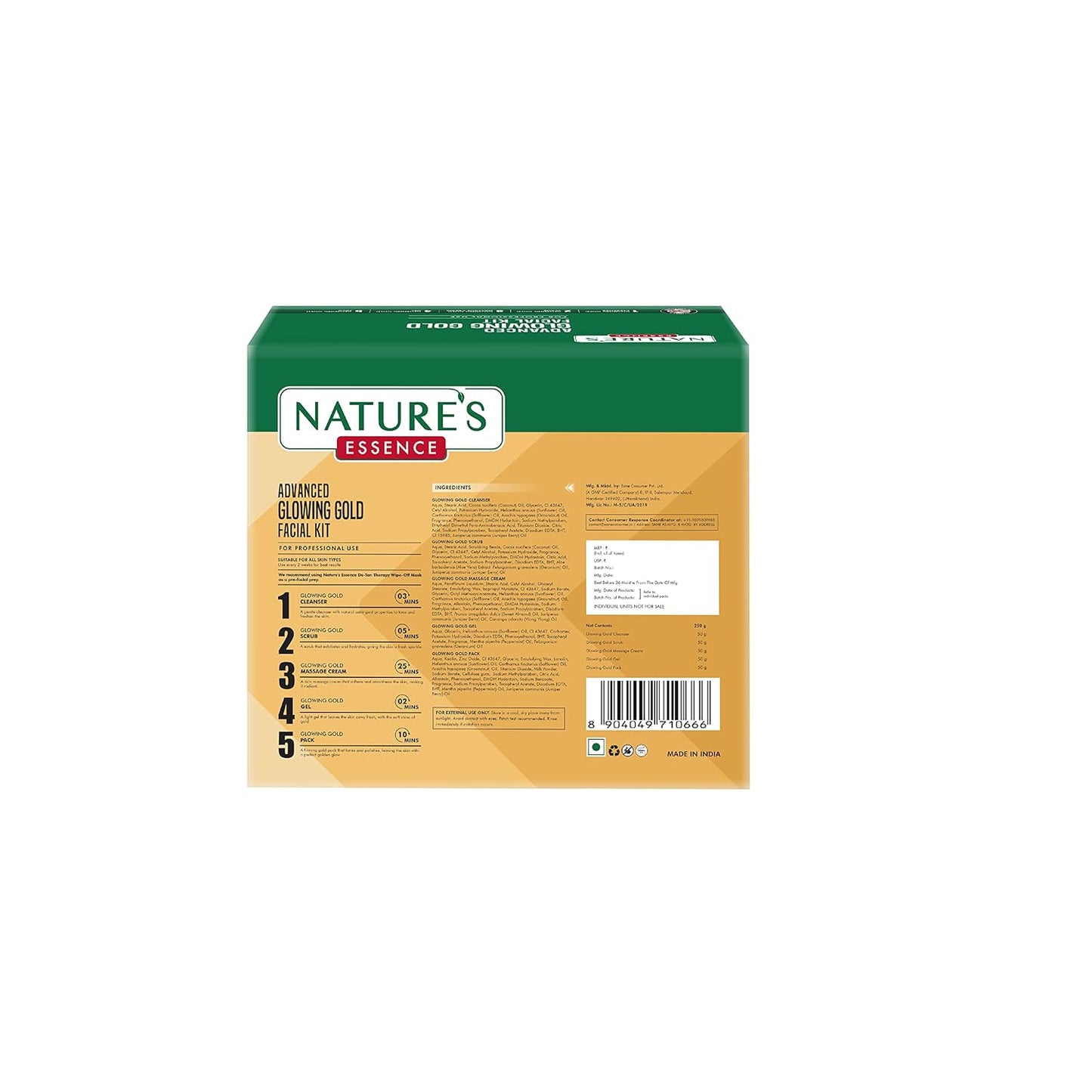 NATURES ESSENCE Advanced Glowing Gold Facial Kit, 250 gm