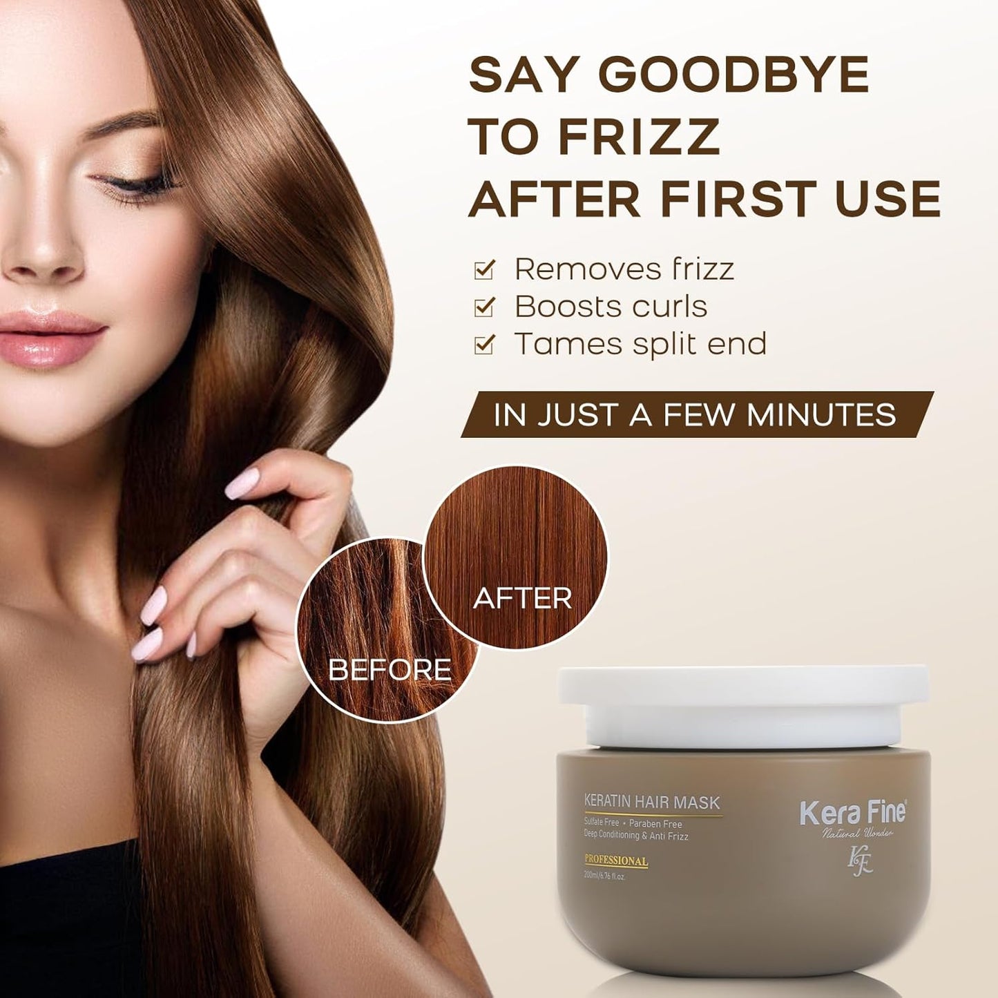 KERA FINE KF Keratin Hair Mask | 200ml | Sulfate Free, All Hair Types, Paraben Free | Deep Conditioning & Anti Frizz | Professional., 1 Count