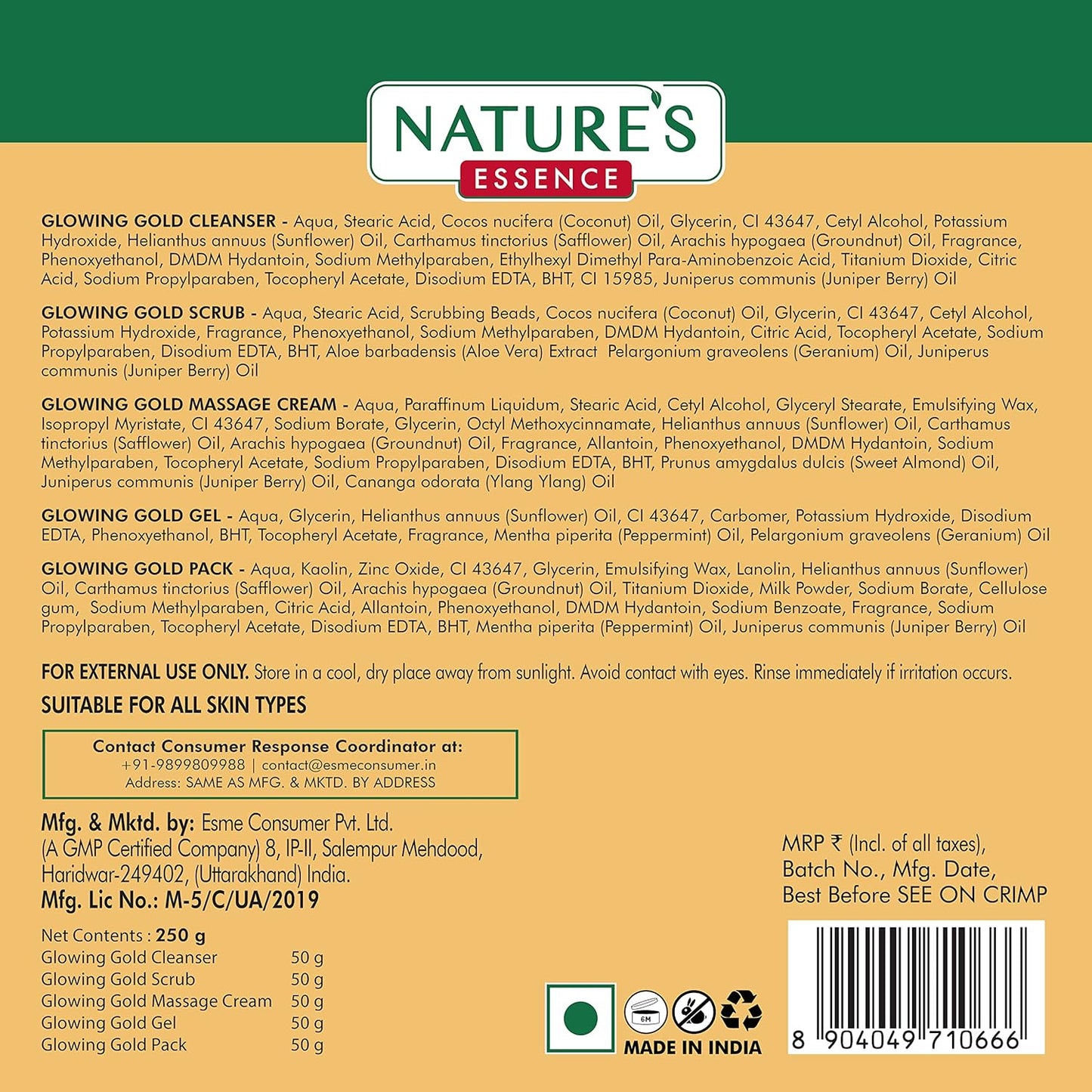 NATURES ESSENCE Advanced Glowing Gold Facial Kit, 250 gm