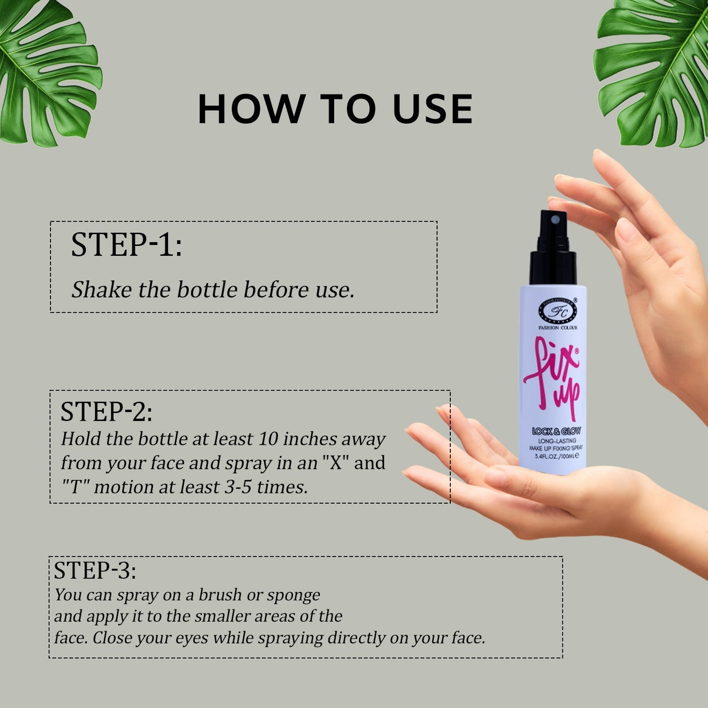 Fashion Colour Fix Up | Lock & Glow | Long Lasting | Make up Fixing Spray | 100ml