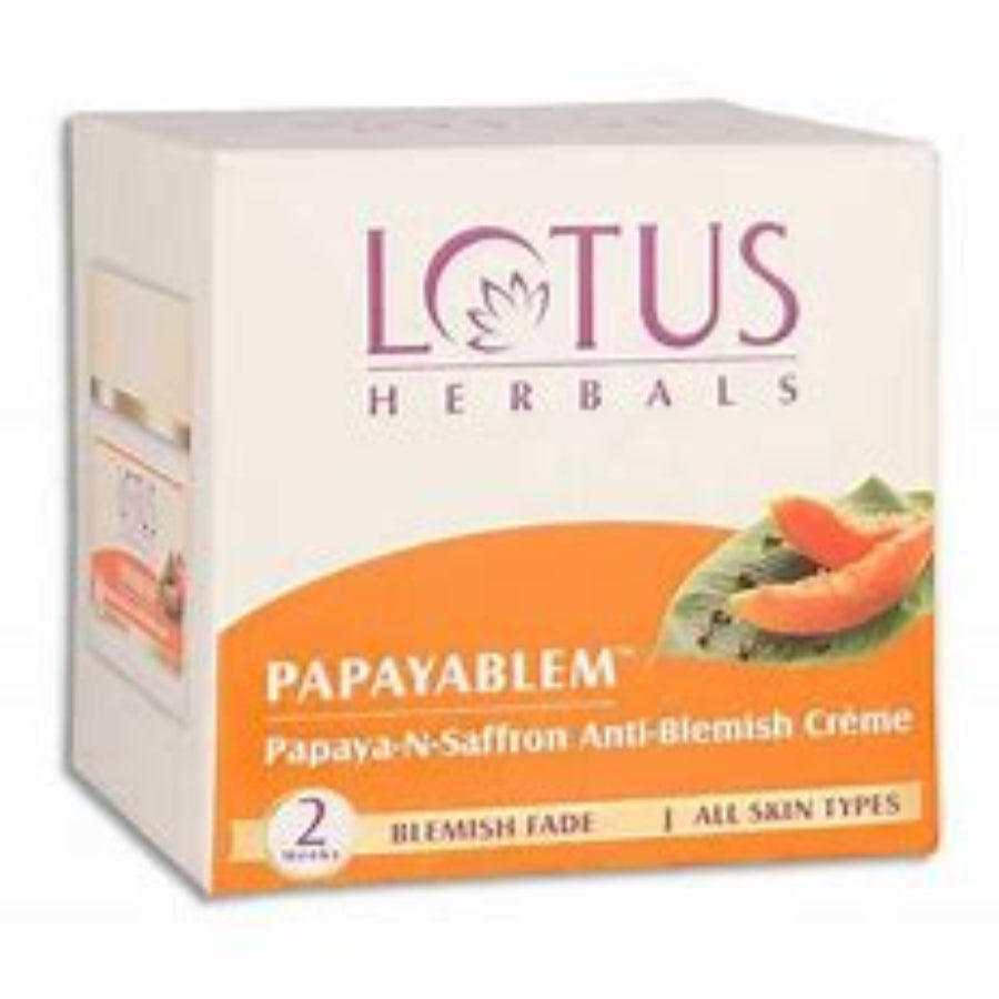 Lotus Papayablem Cream, Papaya-N-Saffron Anti Blemish, 50g