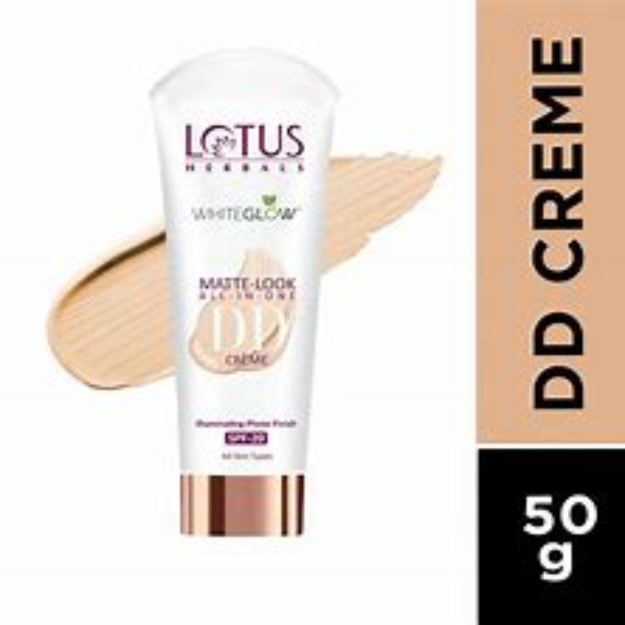 Lotus Herbals Whiteglow Matte Look All In One DD Cream - Natural Beige | SPF 20 | All Skin Types | 30g