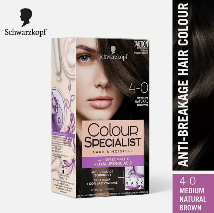 Schwarzkopf Colour Specialist Permanent Hair Colour, First At-Home Hair Colour with Omegaplex Anti-Breakage Technology, powered by Hyaluronic Acid for shinier hair