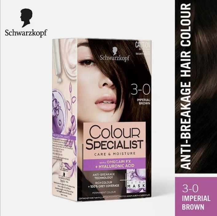 Schwarzkopf Colour Specialist Permanent Hair Colour, First At-Home Hair Colour with Omegaplex Anti-Breakage Technology, powered by Hyaluronic Acid for shinier hair