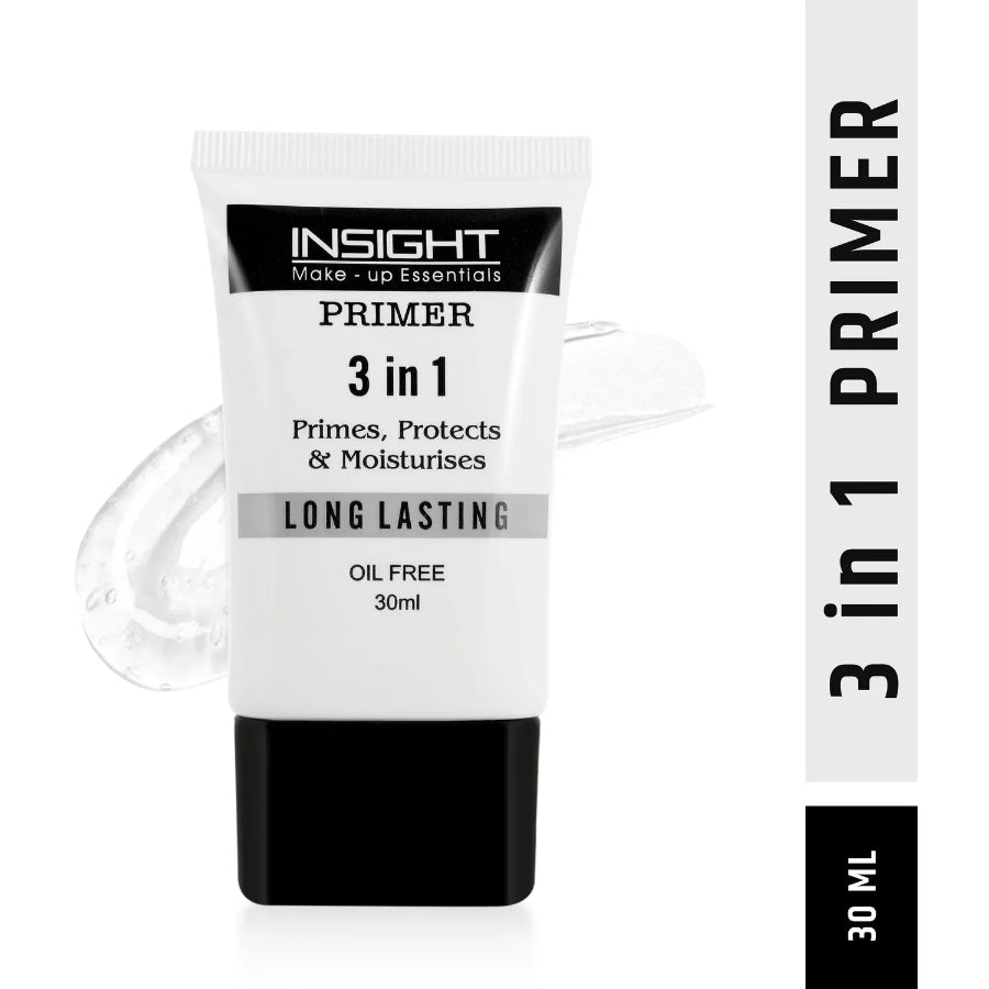 Insight Cosmetics 3 in 1 Primer for Face Makeup | Hydrating, Lightweight & Long- Lasting | All Skin Types | Oil-Free | Minimises Pores | Toxic & Cruelty Free | 30ml