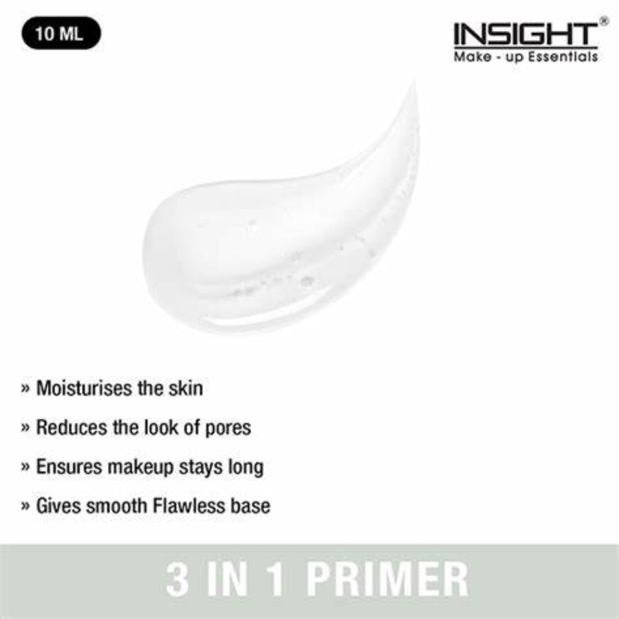 Insight Cosmetics 3 in 1 Primer for Face Makeup | Hydrating, Lightweight & Long- Lasting | All Skin Types | Oil-Free | Minimises Pores | Toxic & Cruelty Free | 30ml
