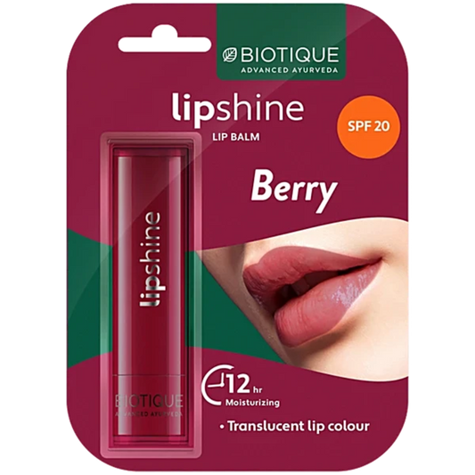 Biotique Natural Makeup Lip Shine SPF-20 Lip Balm, 4 g berry / Plum