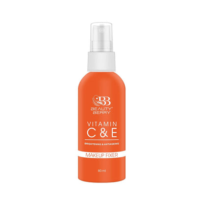 Beauty Berry Long Lasting Makeup Fixer Spray with Vitamin C & E | Non-Sticky & Hydrating Formula | Weightless Makeup Setting Spray for Women (80ml)