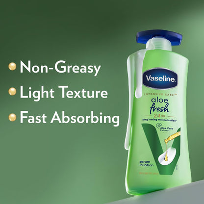 Vaseline Aloe Fresh Body Lotion,24 HR Long Lasting Moisturisation with Aloe Vera extract and Menthol, 400ml