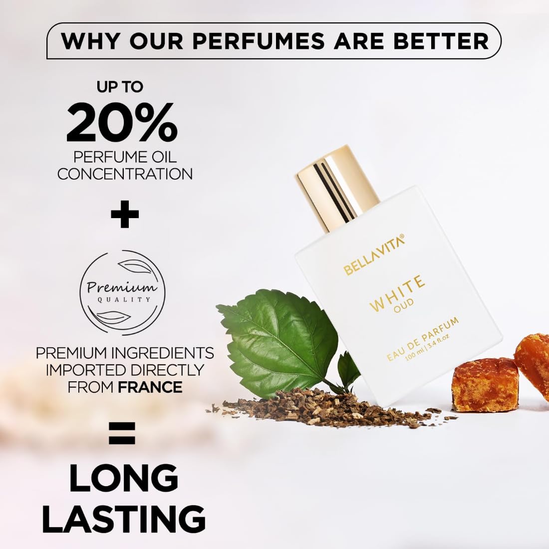Bella Vita Luxury White Oud Unisex Eau De Parfum Liquid Perfume With Orange, Patchouli, Musk, Premium, Long Lasting Oud & Fruity Fragrance