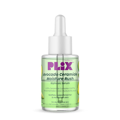 PLIX - THE PLANT FIX Avocado Ceramide Moisture Rush Biphasic Serum| For Deep Nourishment & Strengthened Skin Barrier| Nourishes and Hydrates Skin| For Dry Skin, Normal Skin & Sensitive Skin | 30ml