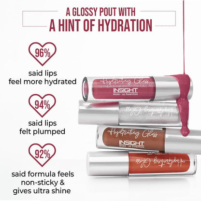 Insight Cosmetics Hydrating Gloss|Highly Pigmented|Glossy Texture |Long Lasting |Dramatic Color |Keeps Lips Hydrating,3.5gm
