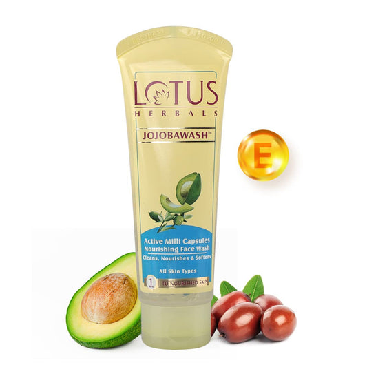 Lotus Herbals Jojobawash Active Milli Capsules Nourishing Face Wash, 80g, White