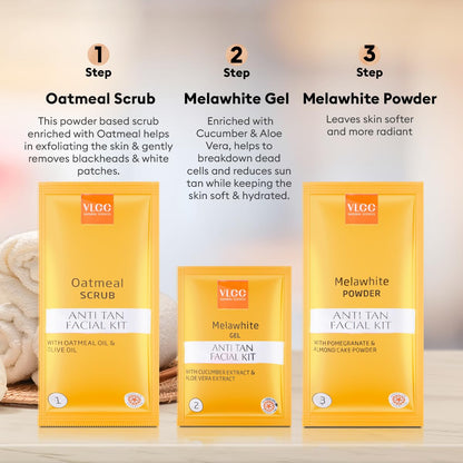 VLCC Salon Series Anti Tan Facial Kit ( 6 Facials ) - 300g - At Home Anti-Tan Facial Kit | Fights Sun Tan, Uneven Skin Tone | Refines and Brightens Skin Tone For Glowing Complexion