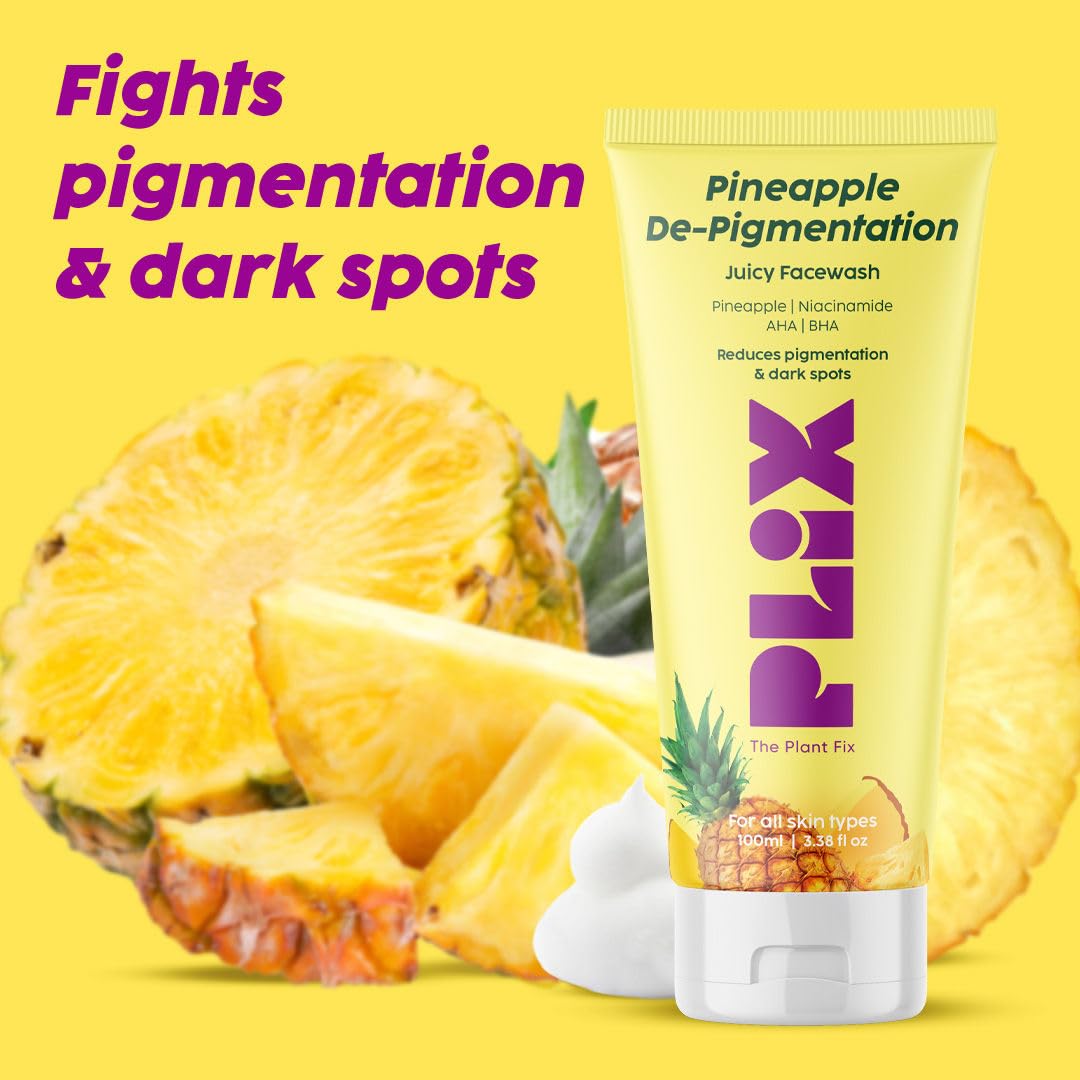 The Plant Fix Plix 5% Pineapple Foaming Facewash For Depigmentation,100ml | Cleanser For Skin Brightening & Even Toned Complexion | Free Of Sulphates, Paraben & Silicones