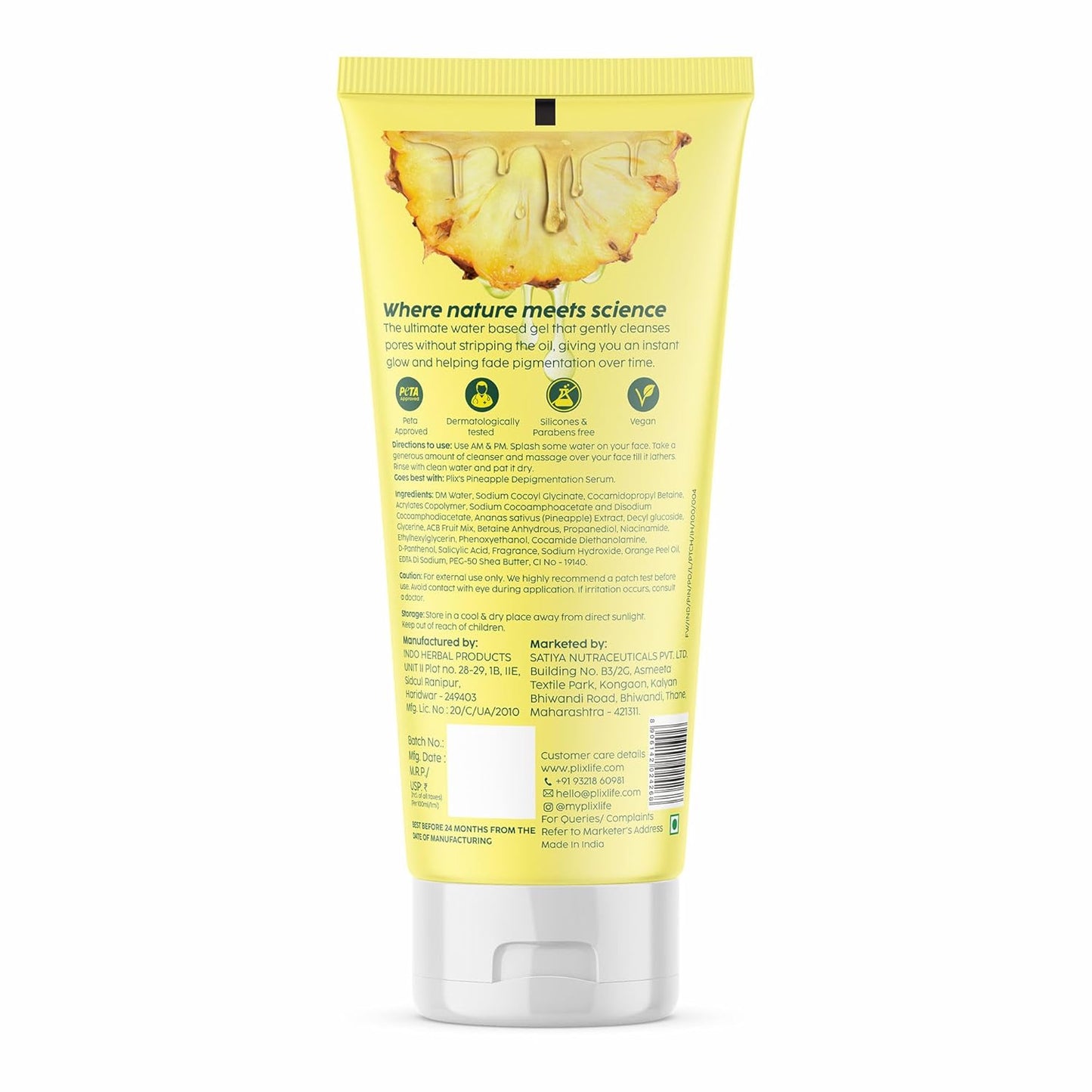 The Plant Fix Plix 5% Pineapple Foaming Facewash For Depigmentation,100ml | Cleanser For Skin Brightening & Even Toned Complexion | Free Of Sulphates, Paraben & Silicones