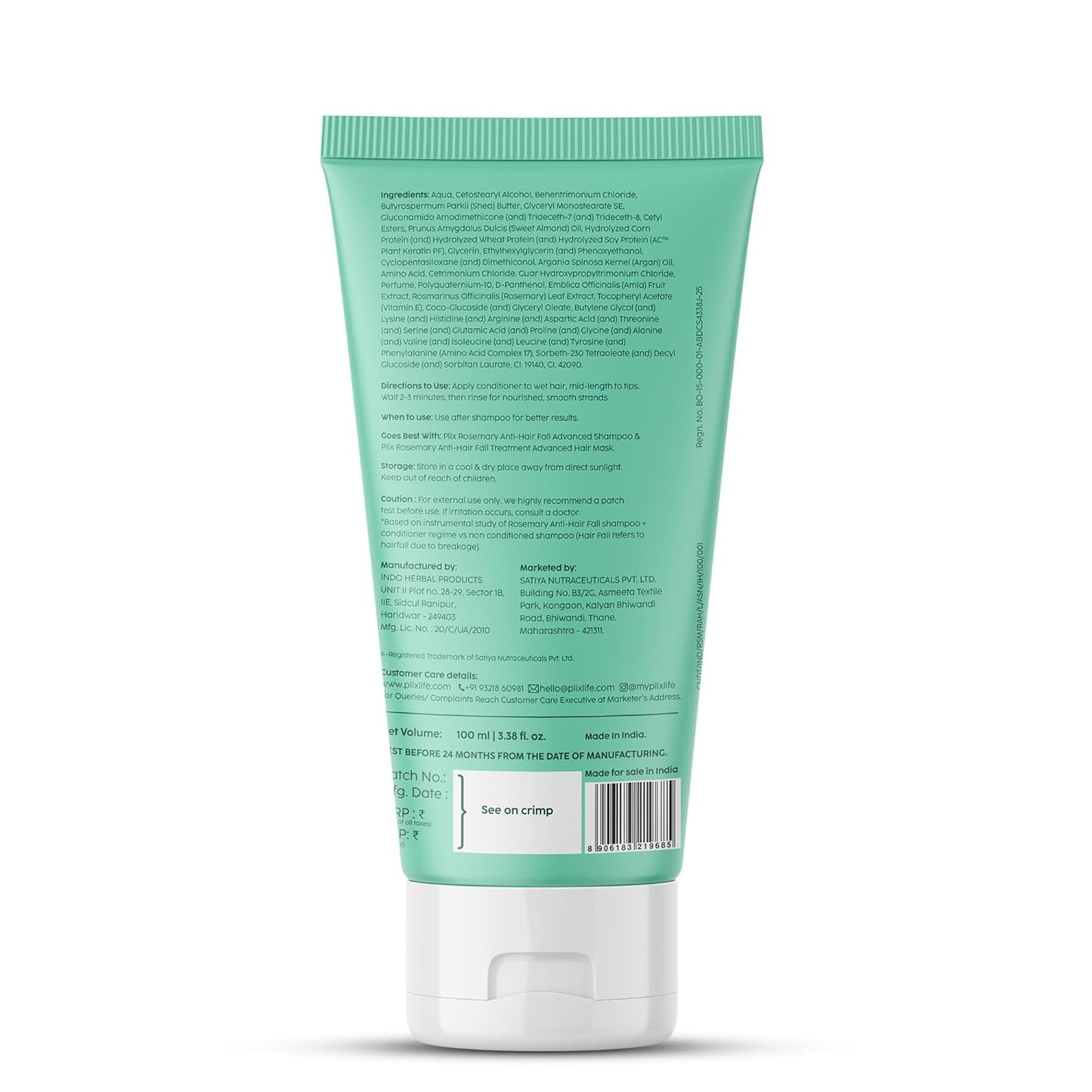 The Plant Fix Plix PLIX Rosemary Advanced Anti Hair Fall Conditioner With Rosemary For Reducing Hair Loss, Breakage| | All Hair Types | Men & Women | Sulphate & Parabeen Free| 175 Ml, 1 Count