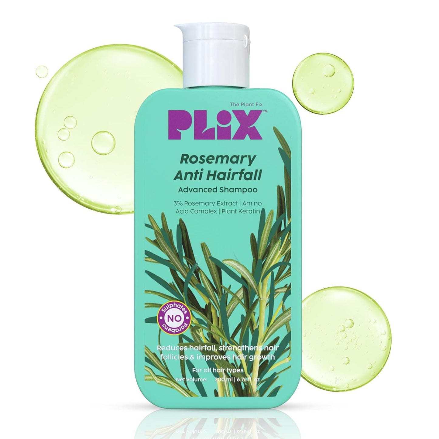 The Plant Fix Plix Rosemary Advanced Anti HairFall Shampoo for Decreases Hair Fall & Breakage - 200 ml | All Hair Types | Men & Women | Sulphate & Paraben Free