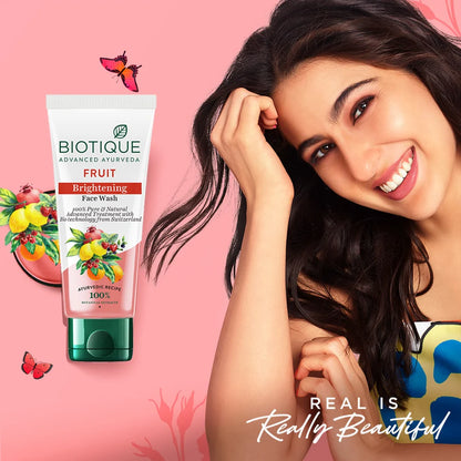 BIOTIQUE Fruit Brightening | Ayurvedic and Organically Pure| Advanced Swiss Technology |100% Botanical Extracts| Suitable for All Skin Types | 150mL Face Wash  (150 ml)