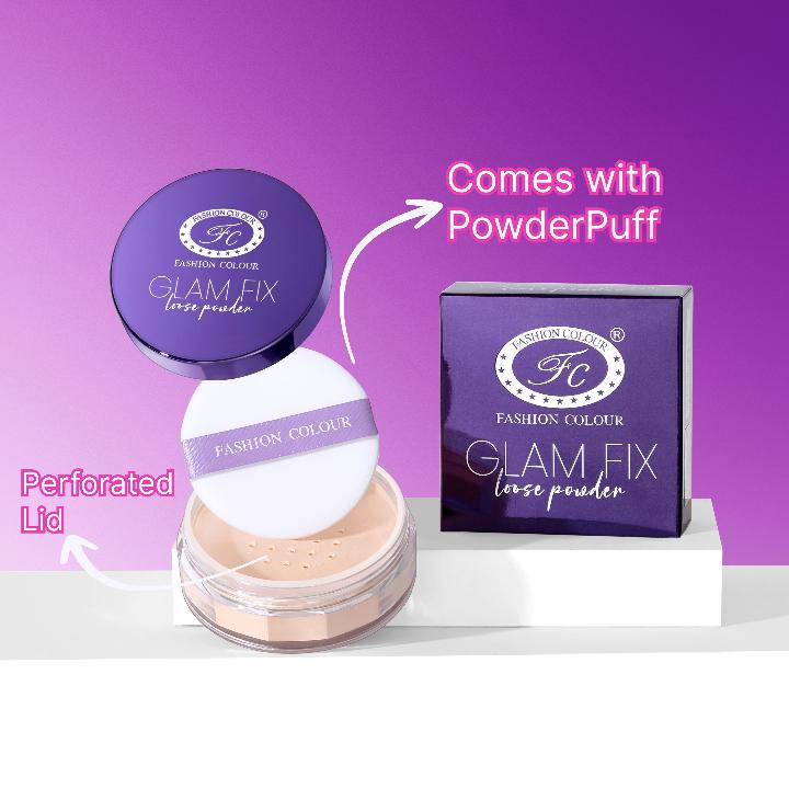 Glam Fix Loose Powder For Face Makeup | Setting & Finishing Loose Powder For All Skin Types | Non- Drying & Lightweight | Evens Out Skin Tone | Blurs Imperfections