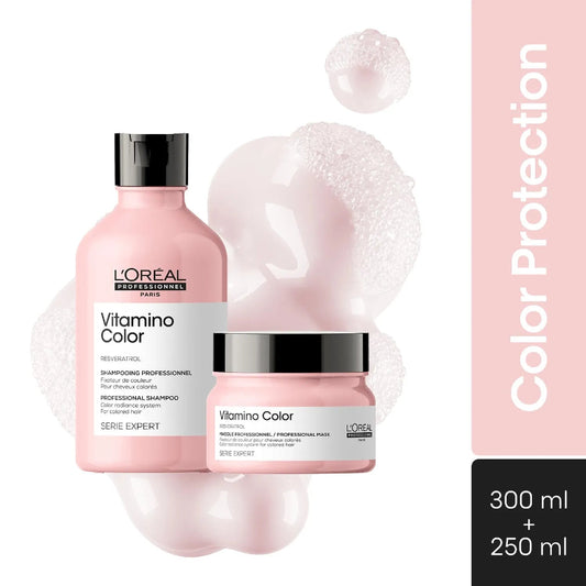 L'Oreal Professionnel Vitamino Color Shampoo 300ml & Hair Mask 250gm, Serie Expert